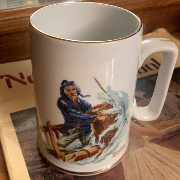 2 Vintage 1980’s Norman Rockwell Coffee Mugs Cups & Poster Book - Picture 2 of 11